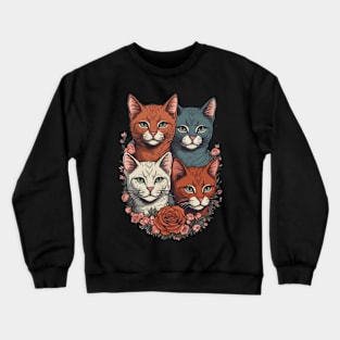 Cute little Cats Family for lovers kitty kittens Crewneck Sweatshirt